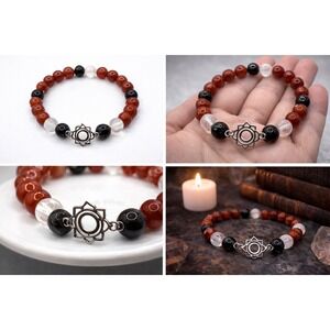 Sacral Chakra Bracelet Garnet Carnelian Quartz Shungite‎ Witchy Boho Apothecary